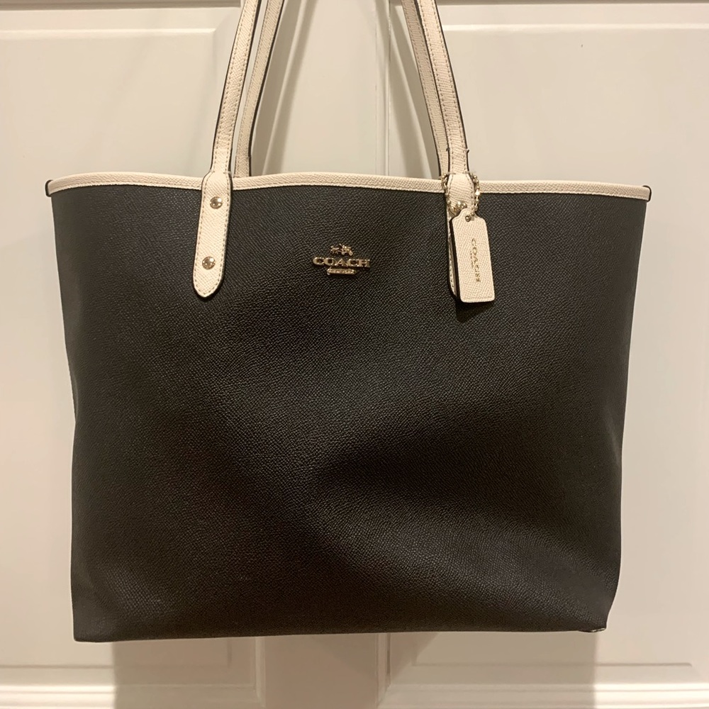 Coach tote bag, black/white